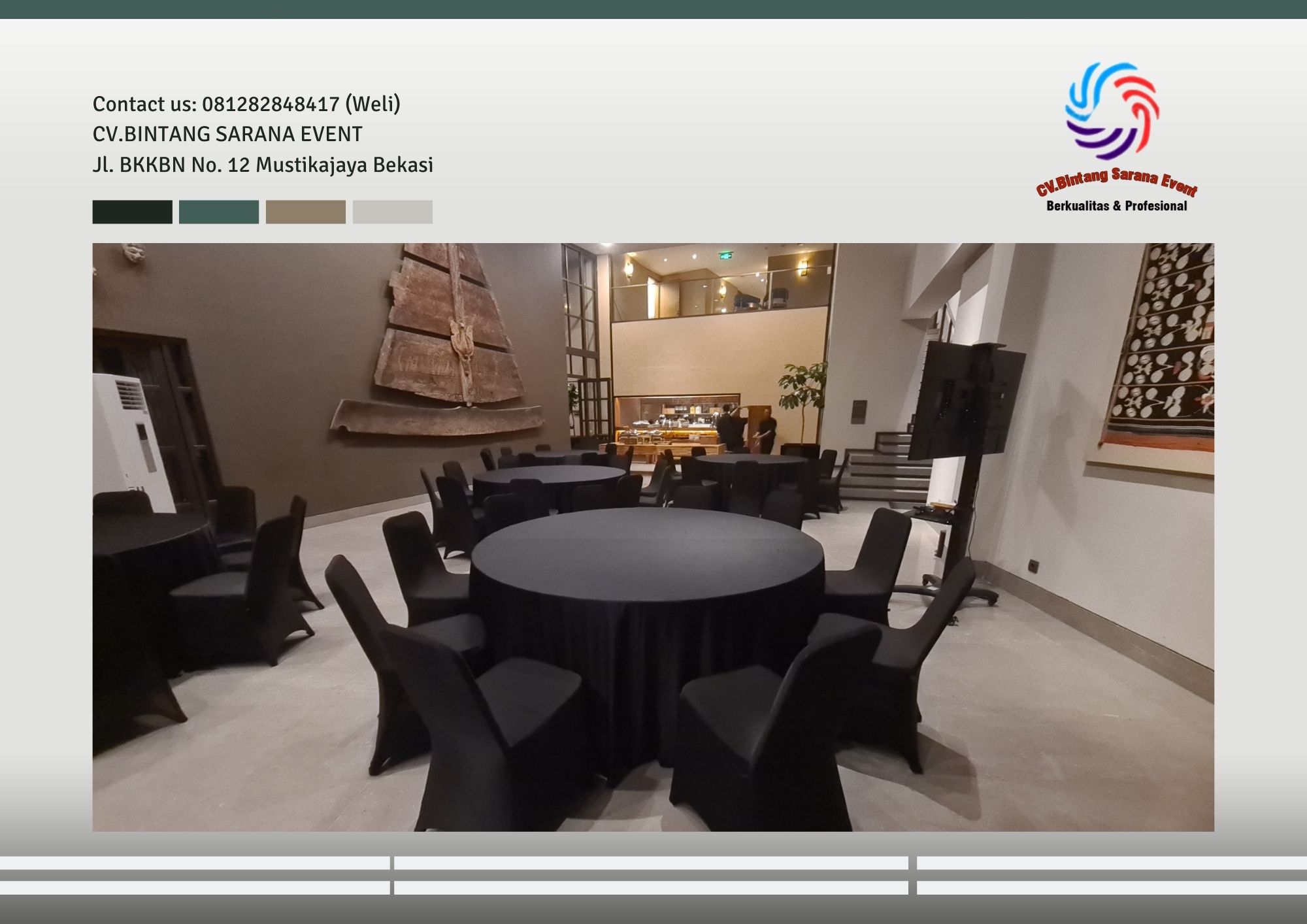 Sewa Meja Bundar D180 Dan Kursi Futura Cover Hitam Event Hotel Alila Jakarta