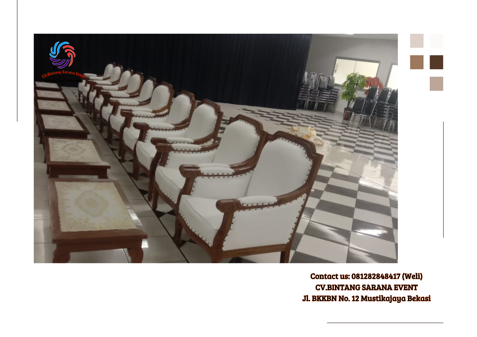 Sewa Kursi VIP Arm Chairs Kerangka Kayu di Jakarta