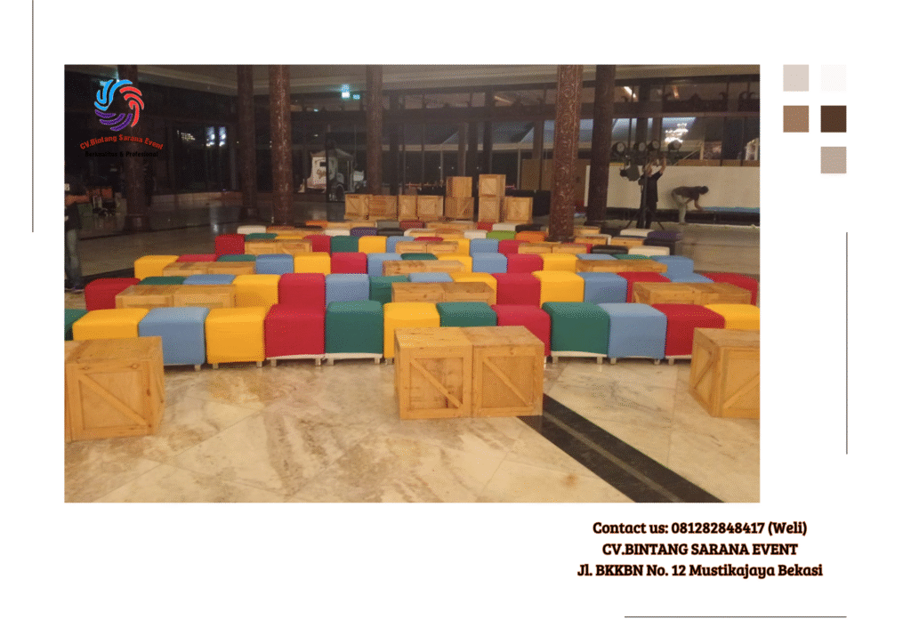 Rental Kursi Puff Kotak Cover Beragam Warna Jakarta