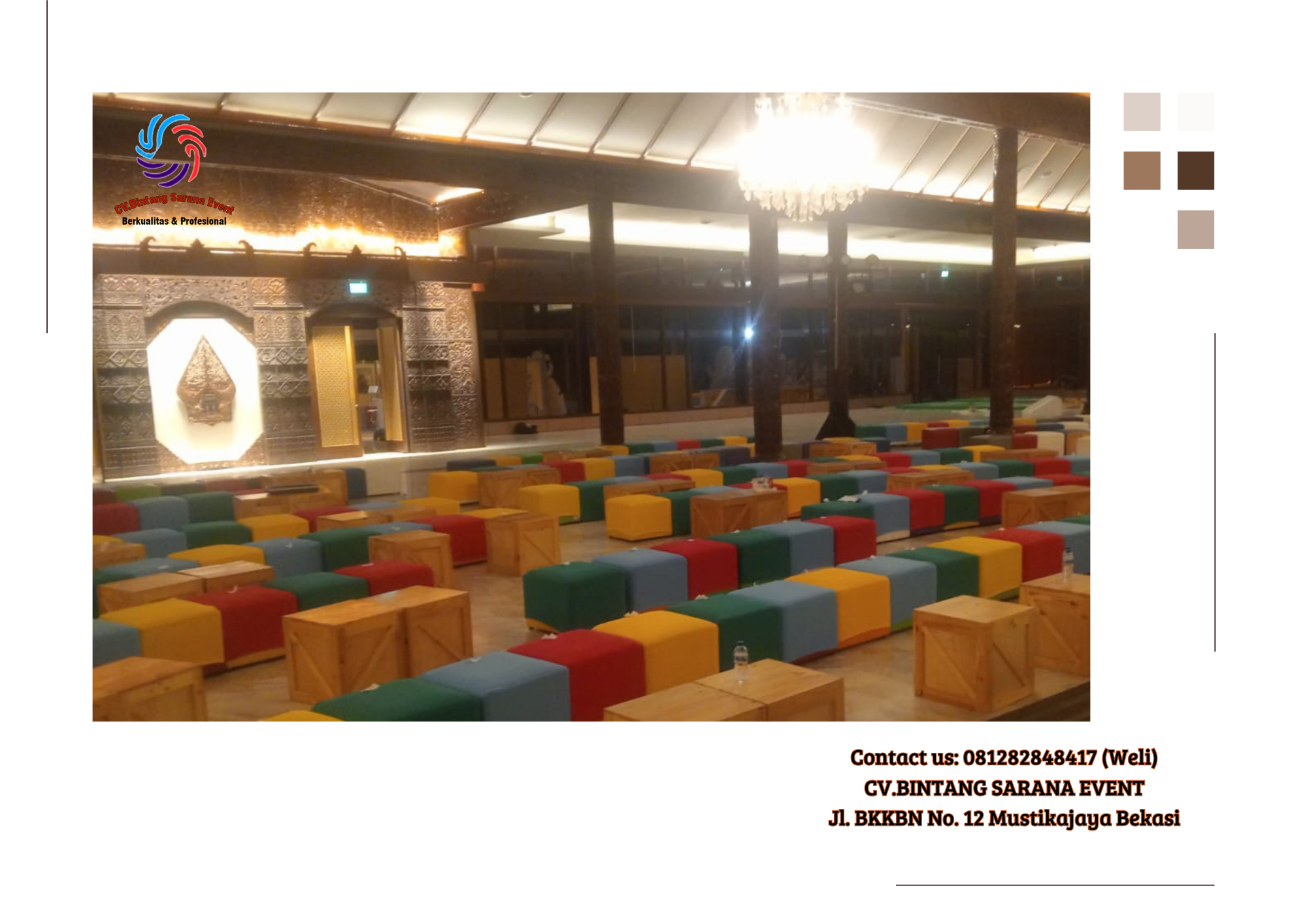 Rental Kursi Puff Kotak Cover Beragam Warna Jakarta