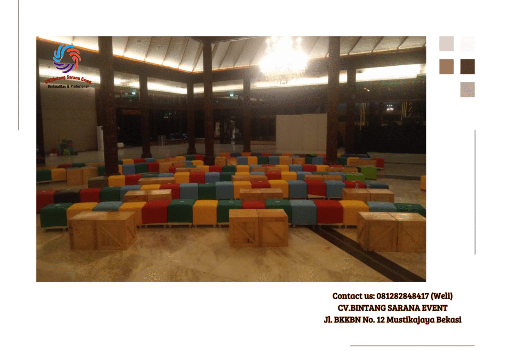 Rental Kursi Puff Kotak Cover Beragam Warna Jakarta