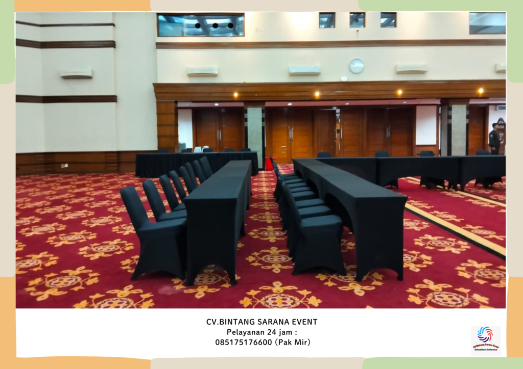 Jasa Sewa Meja IBM Dan Kursi Cover Hitam Area Jakarta