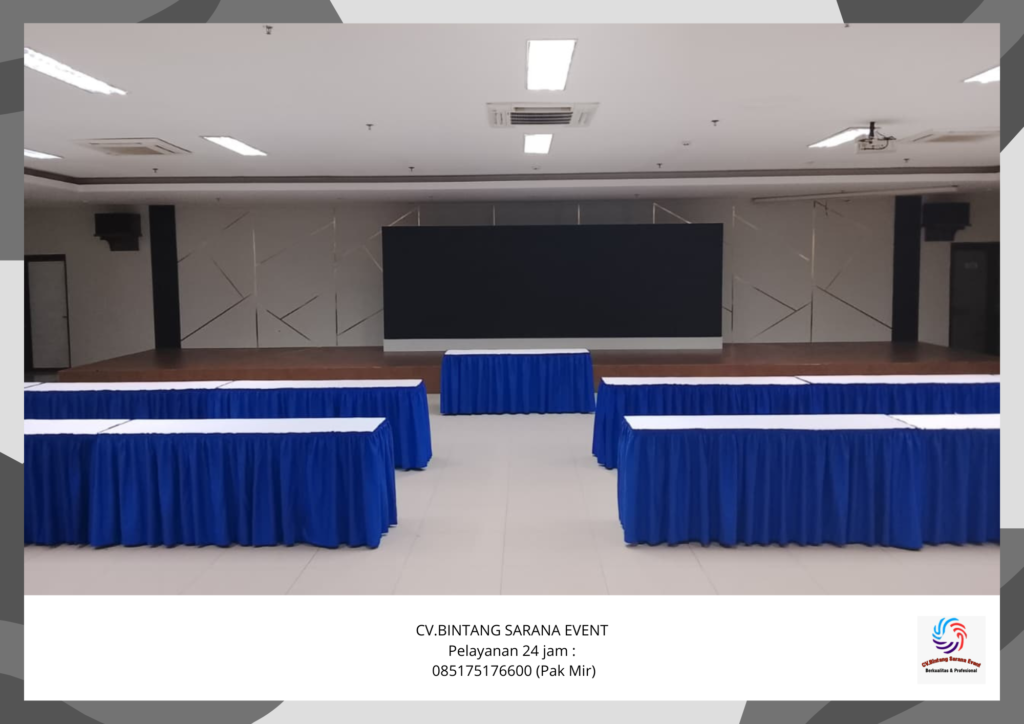 Rental Meja IBM Set Cover Putih Biru Area Jakarta