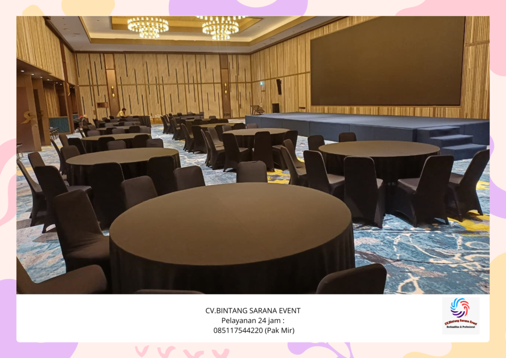 Jasa Sewa Kursi Dan Meja Bulat Full Cover Hitam Bekasi