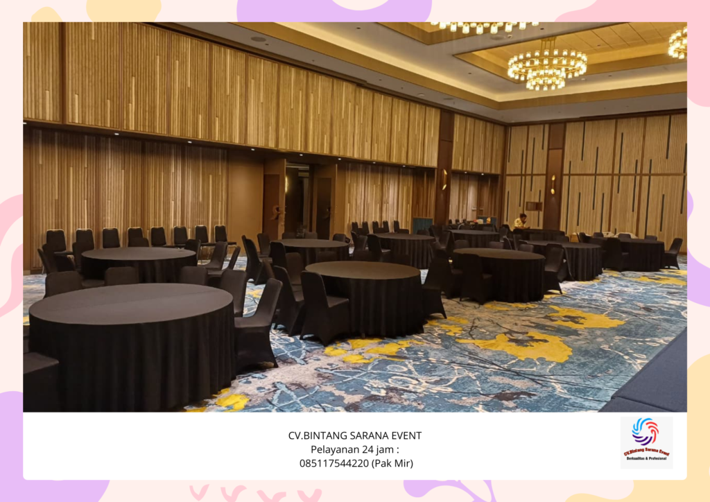 Jasa Sewa Kursi Dan Meja Bulat Full Cover Hitam Bekasi