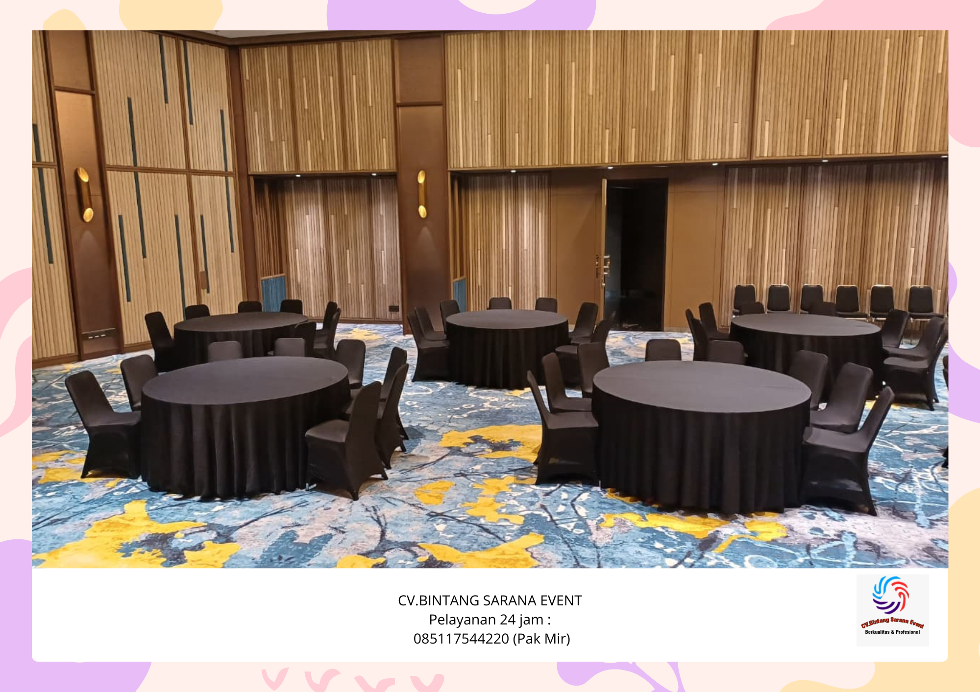 Jasa Sewa Kursi Dan Meja Bulat Full Cover Hitam Bekasi