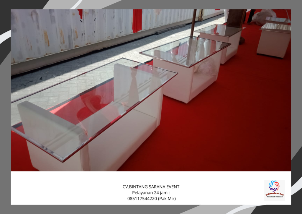 Rental Meja Kaca Berkualitas Siap Pakai Area Cikarang