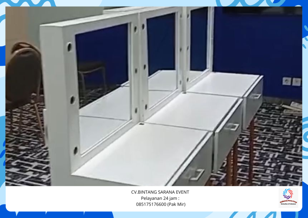 Sewa Meja Kaca Rias Portable Putih Area Bekasi