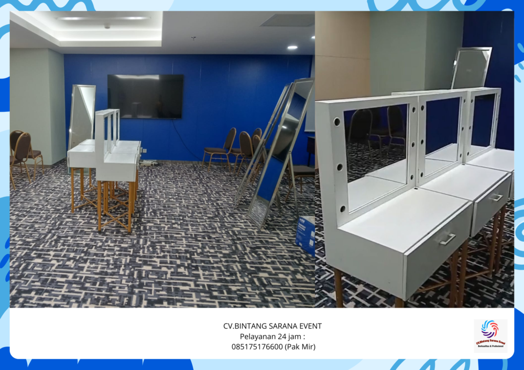 Sewa Meja Kaca Rias Portable Putih Area Bekasi