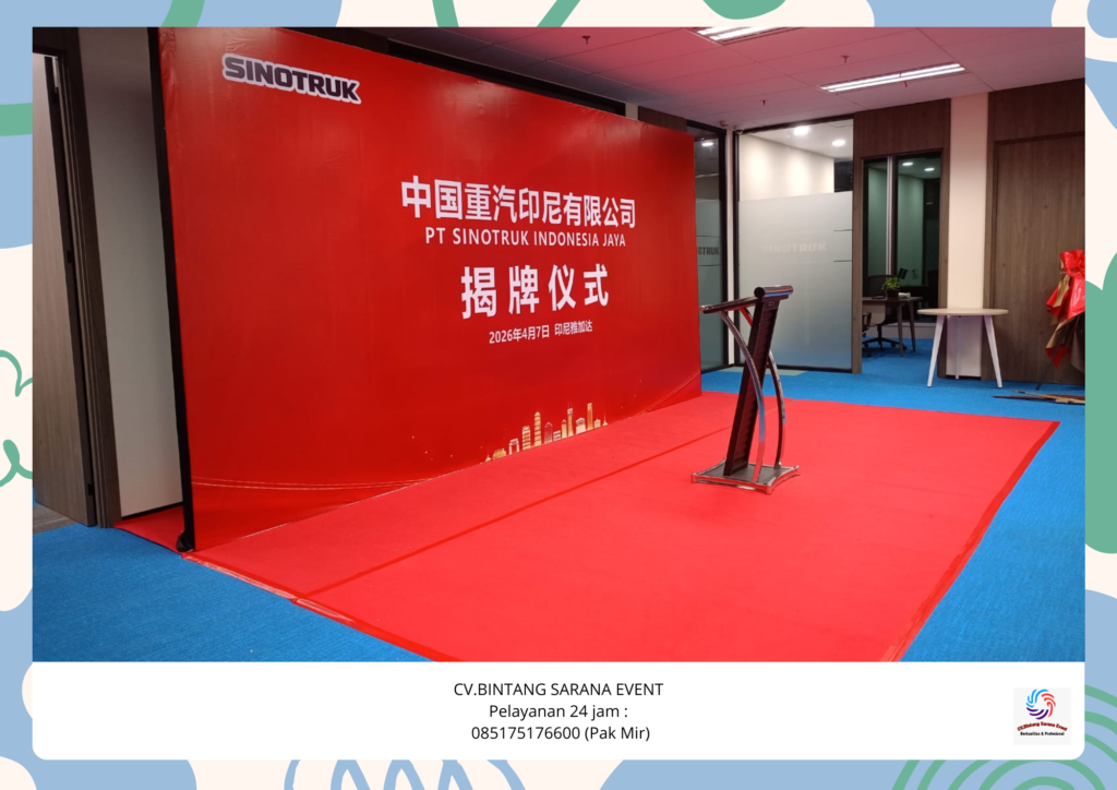Sewa backdrop Podium Putih dan Panggung Flooring karpet merah Jakarta