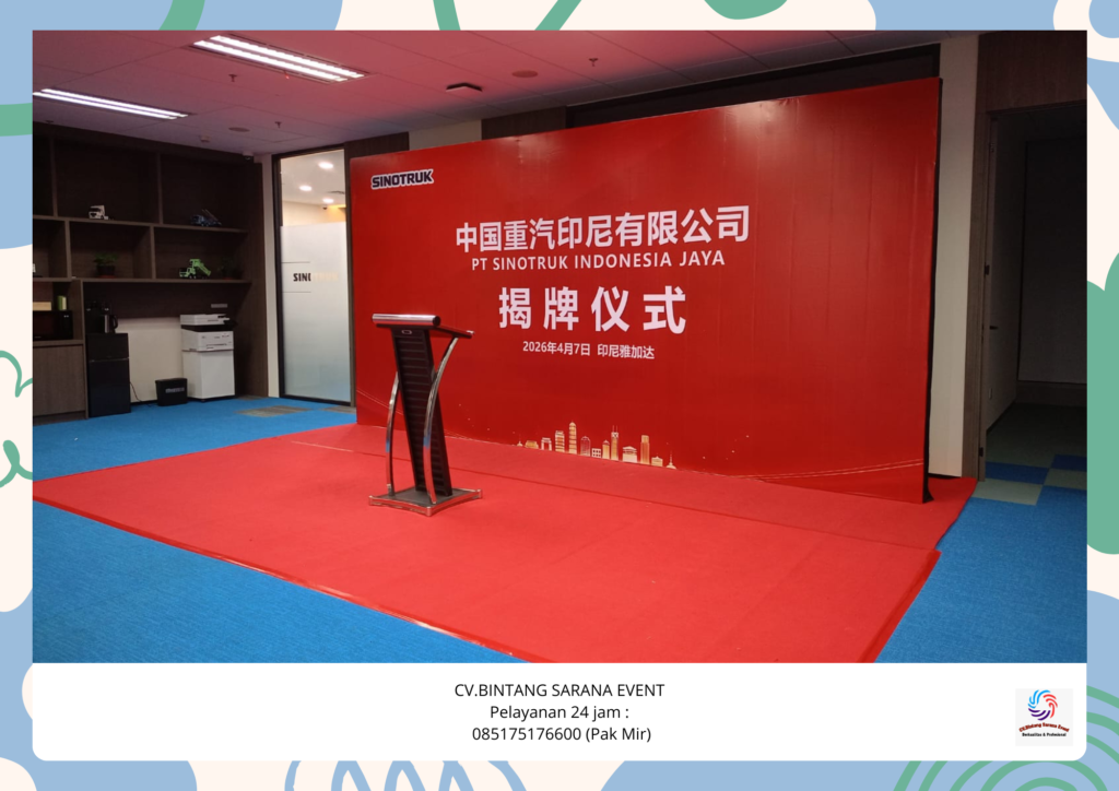 Sewa backdrop Podium Putih dan Panggung Flooring karpet merah Jakarta