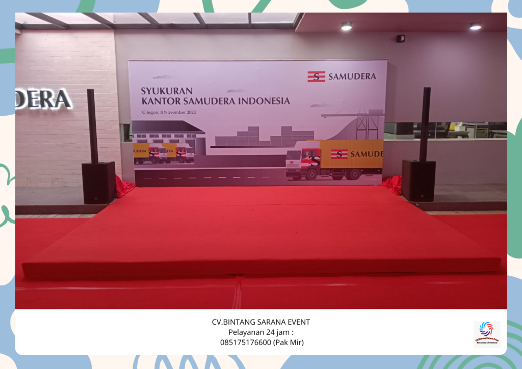Sewa backdrop Podium Putih dan Panggung Flooring karpet merah Jakarta