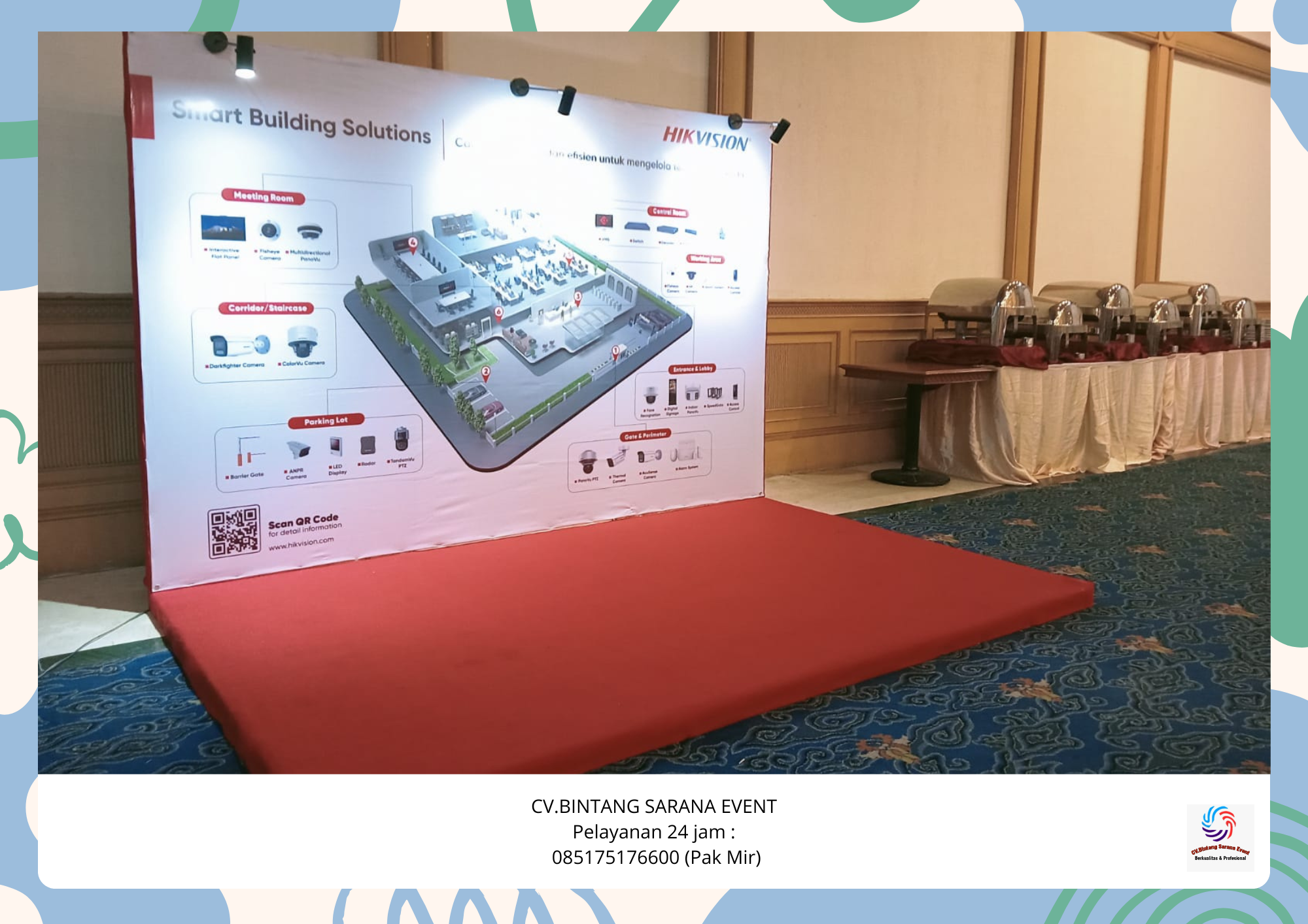 Sewa backdrop Podium Putih dan Panggung Flooring karpet merah Jakarta