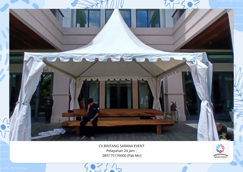 Sewa tenda Type Sarnafil kerucut Putih area depok