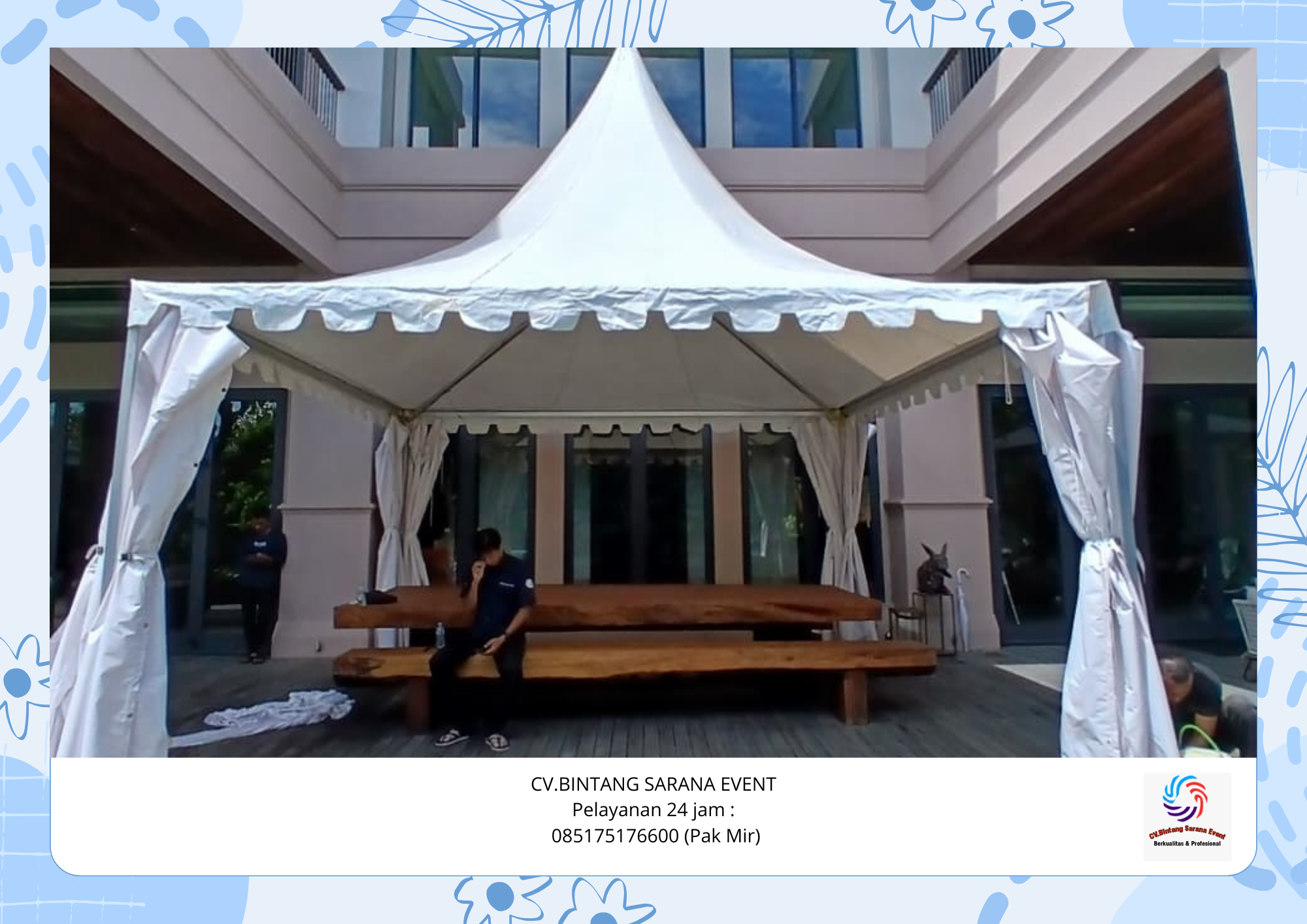 Sewa tenda Type Sarnafil kerucut Putih area depok