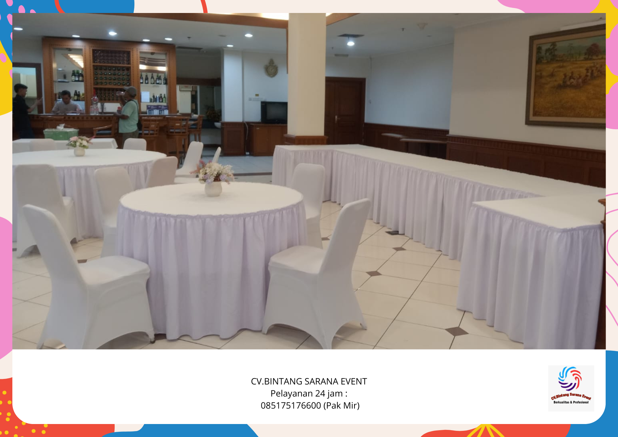 Jasa Sewa Meja Bundar Dan Kursi Set Cover Putih Area Bekasi