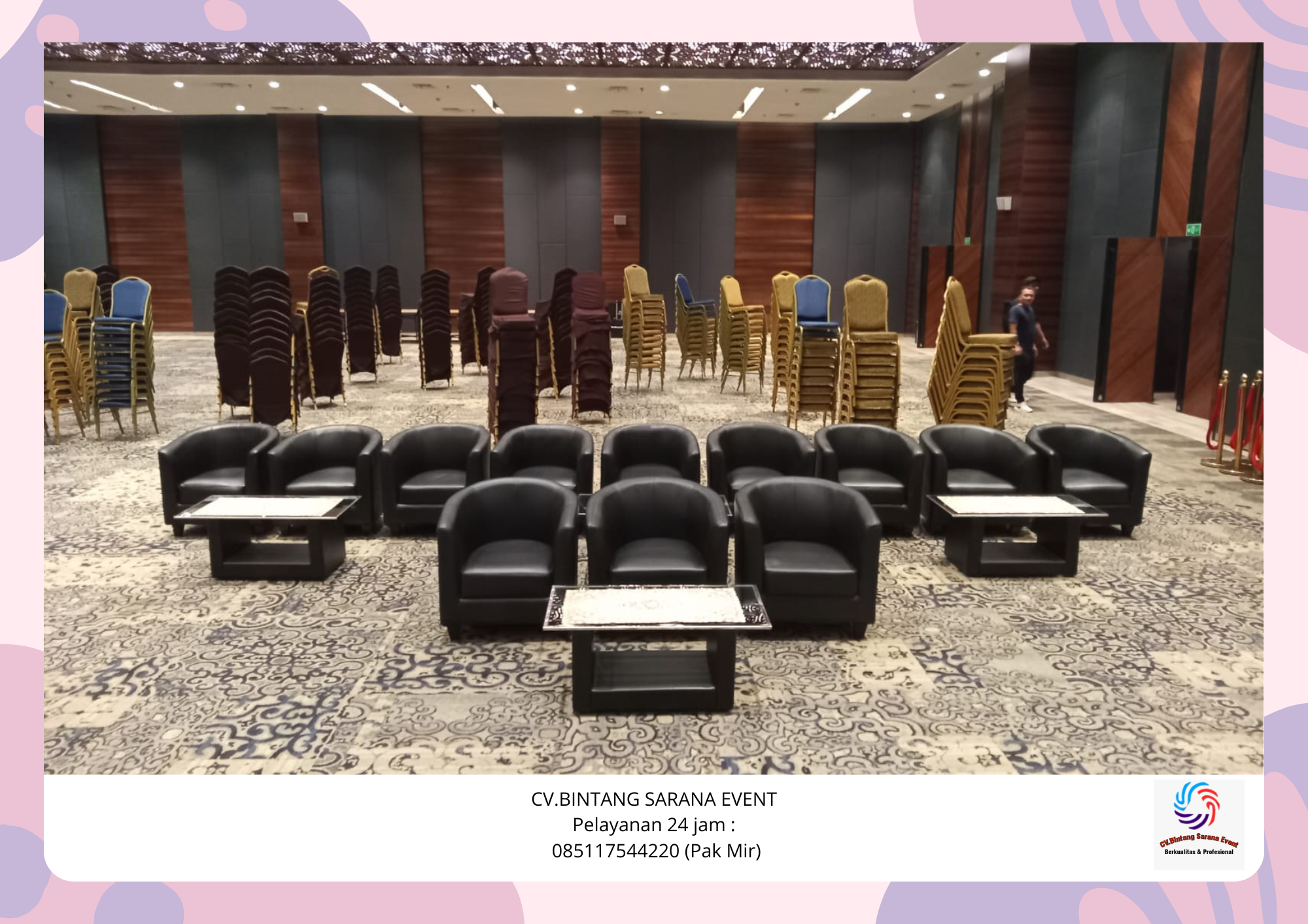 Rental Sofa Oval Hitam Harga Terjangkau Area Bekasi