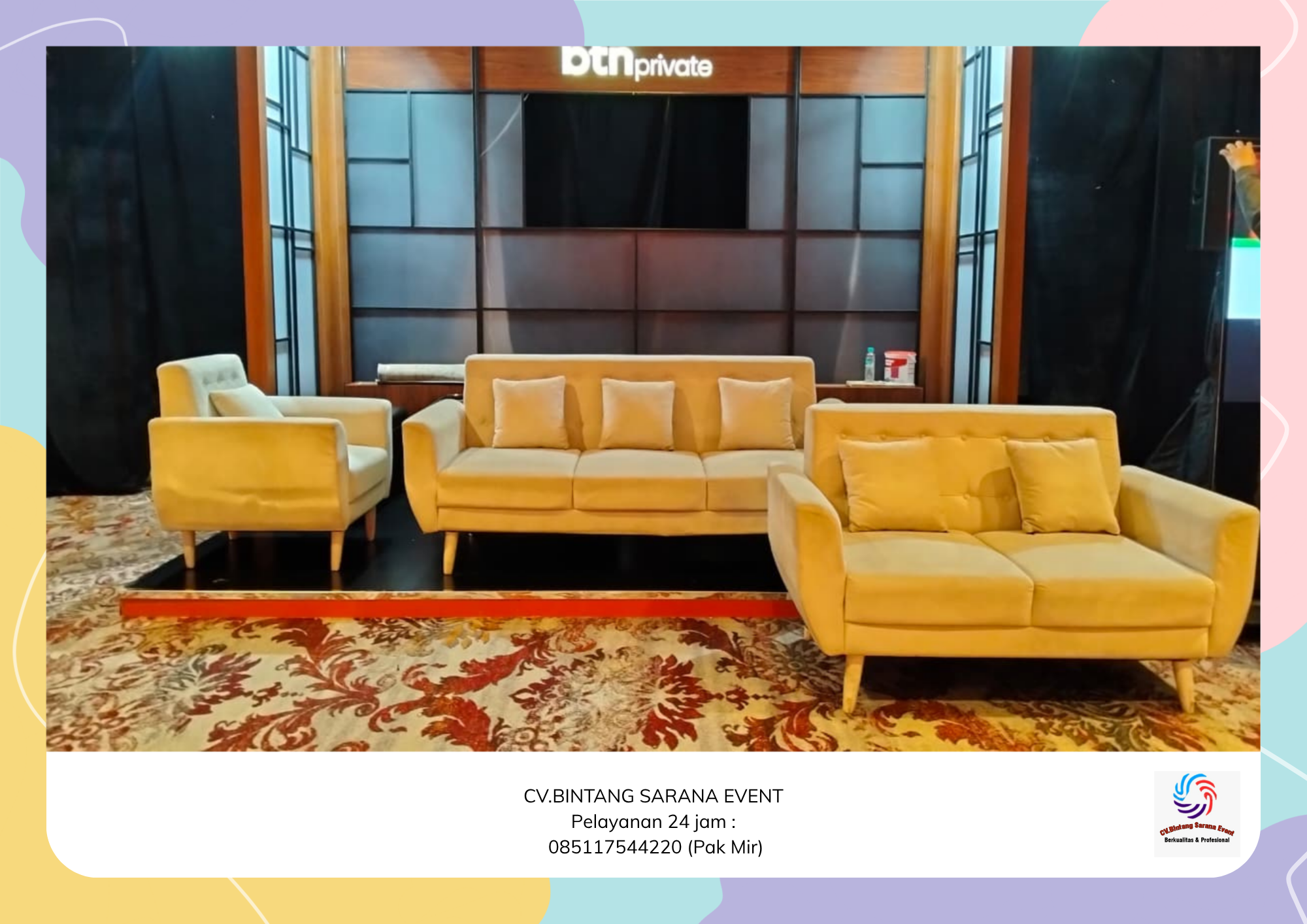 Rental Sofa Studio Kaki Kayu Area Jakarta