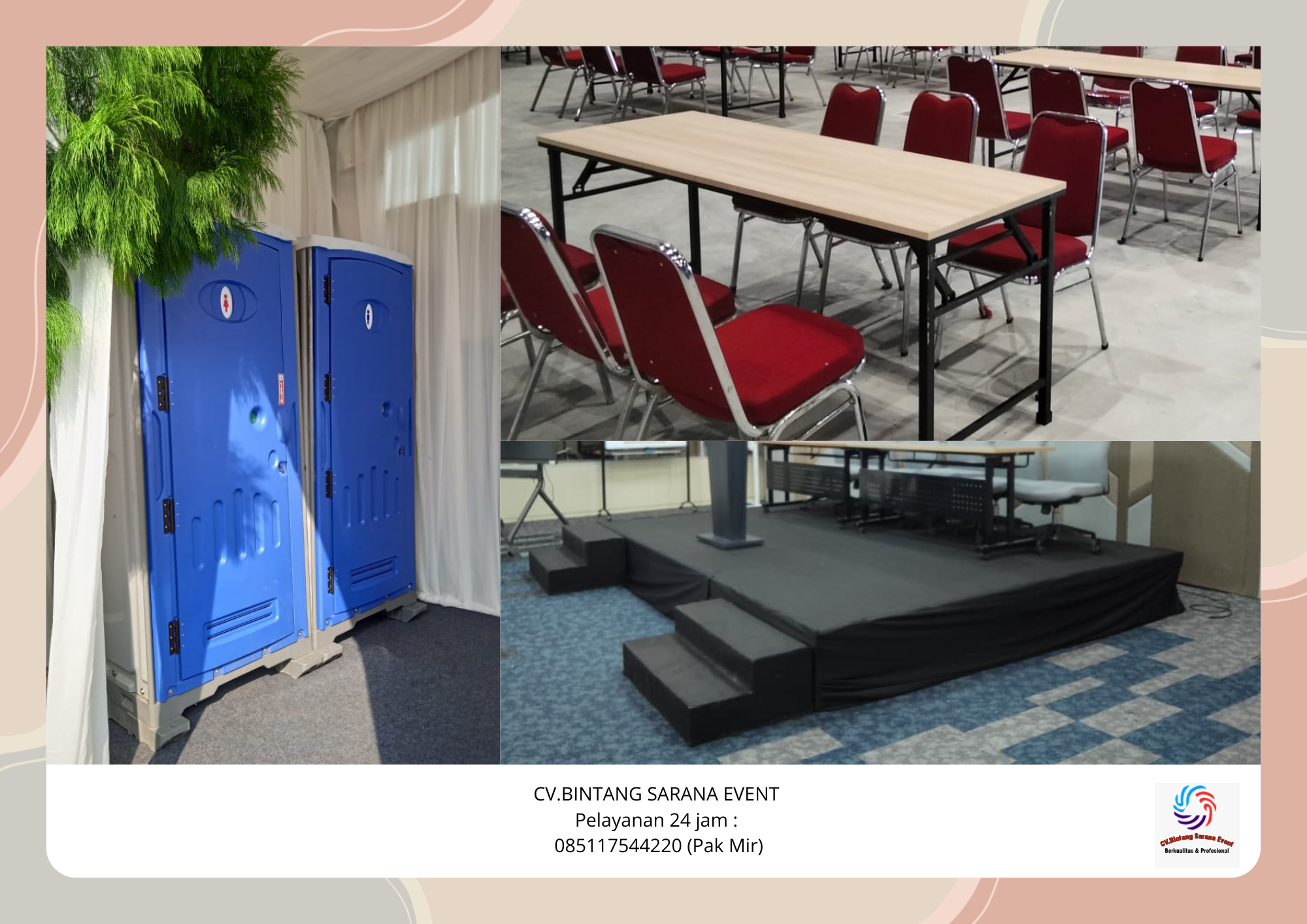 Sewa Meja kursi Toilet Portable Dan Panggung Jakarta
