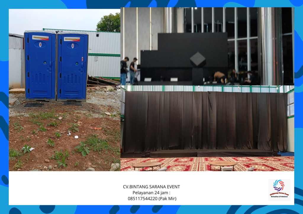 Sewa panggung tirai hitam Dan Toilet portable Area depok