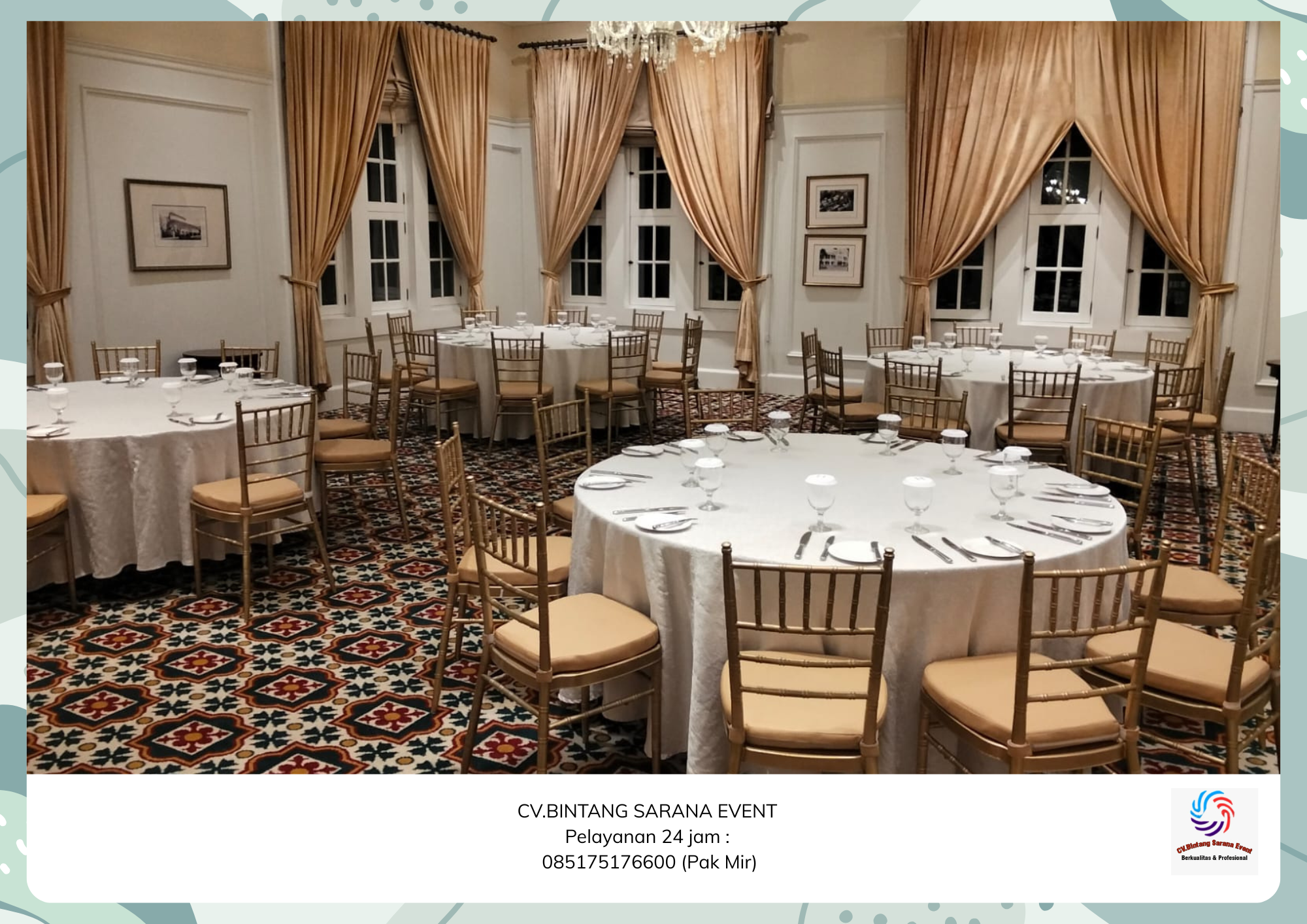 sewa Kursi Tiffany Dan Round table Lengkap Cover Area Karawang