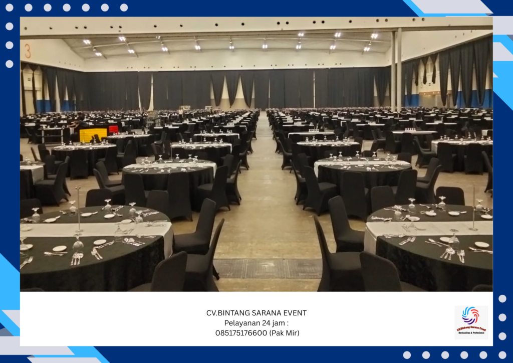 Rental Round Table Dan Kursi Futura Cover Hitam Area BSD