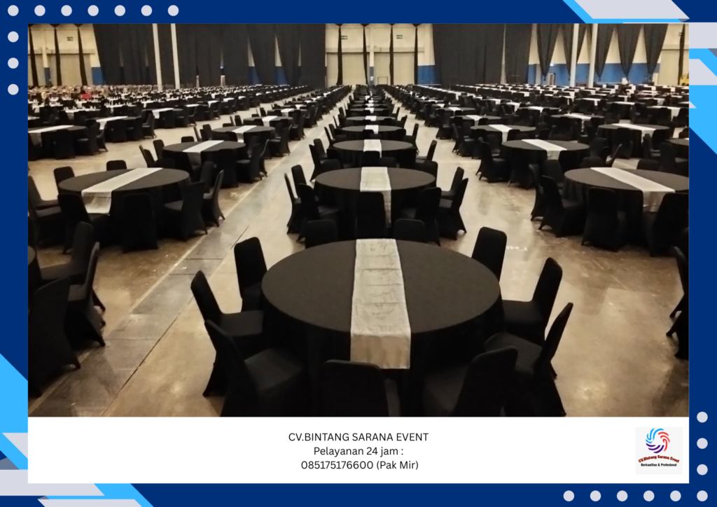 Rental Round Table Dan Kursi Futura Cover Hitam Area BSD