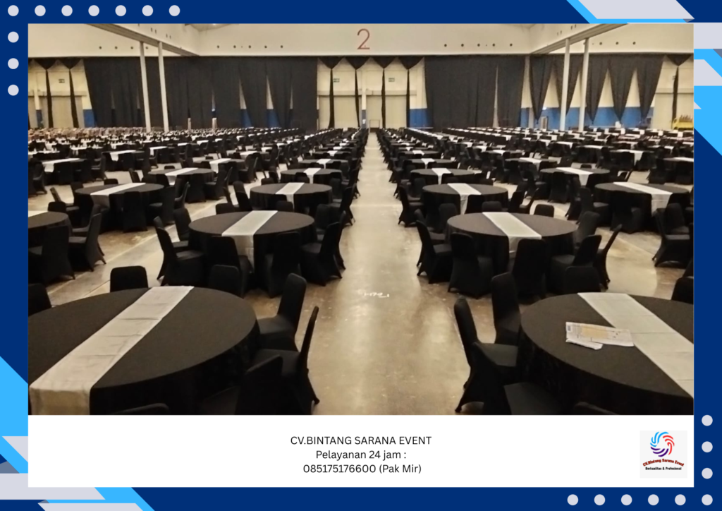 Rental Round Table Dan Kursi Futura Cover Hitam Area BSD
