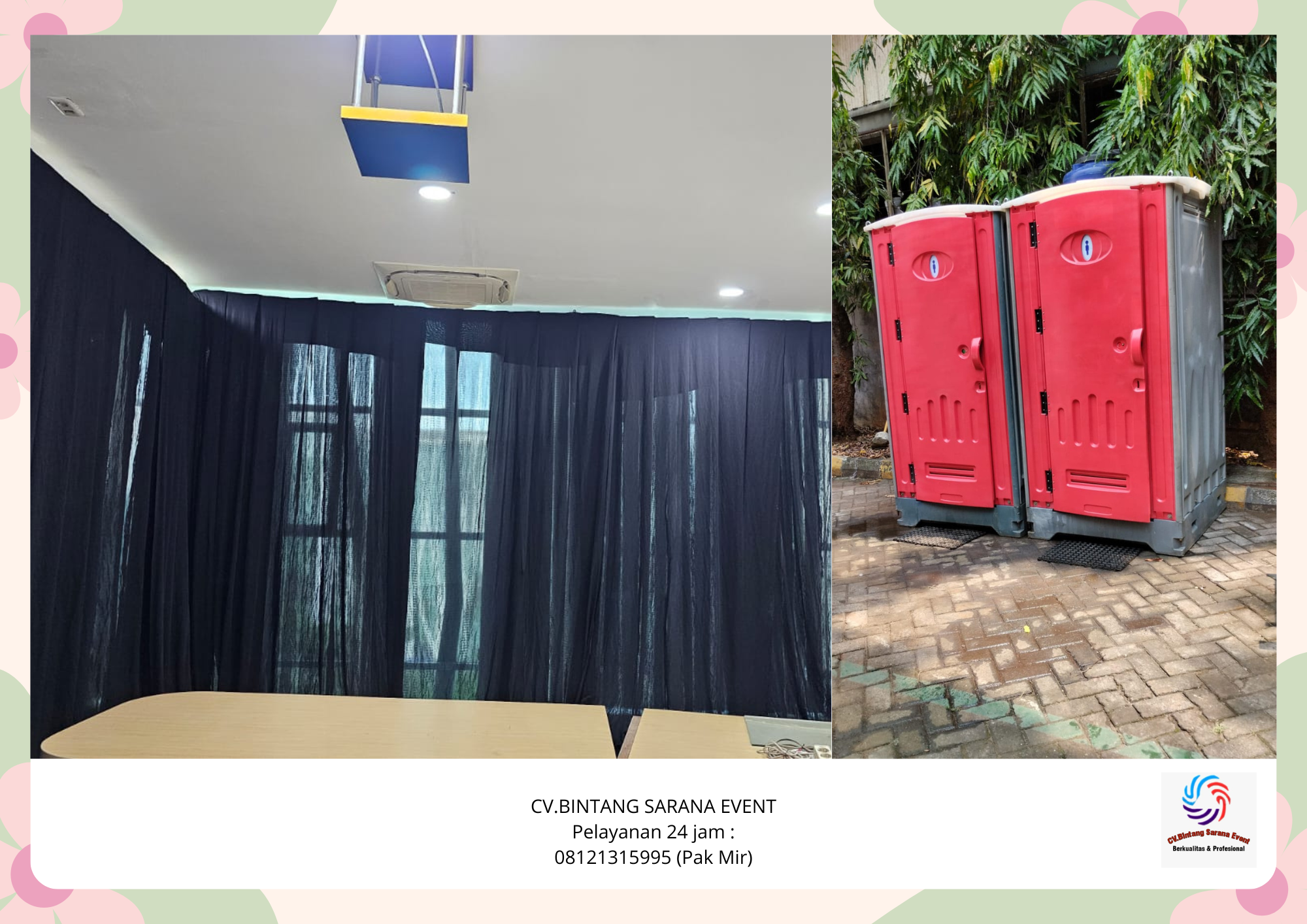 Sewa Tirai Filamin Dan sewa Toilet Portable Bogor