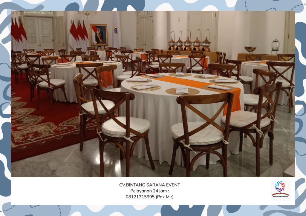 Jasa sewa Toilet Portable Round Table Dan Cross Back Chairs Tangerang Selatan