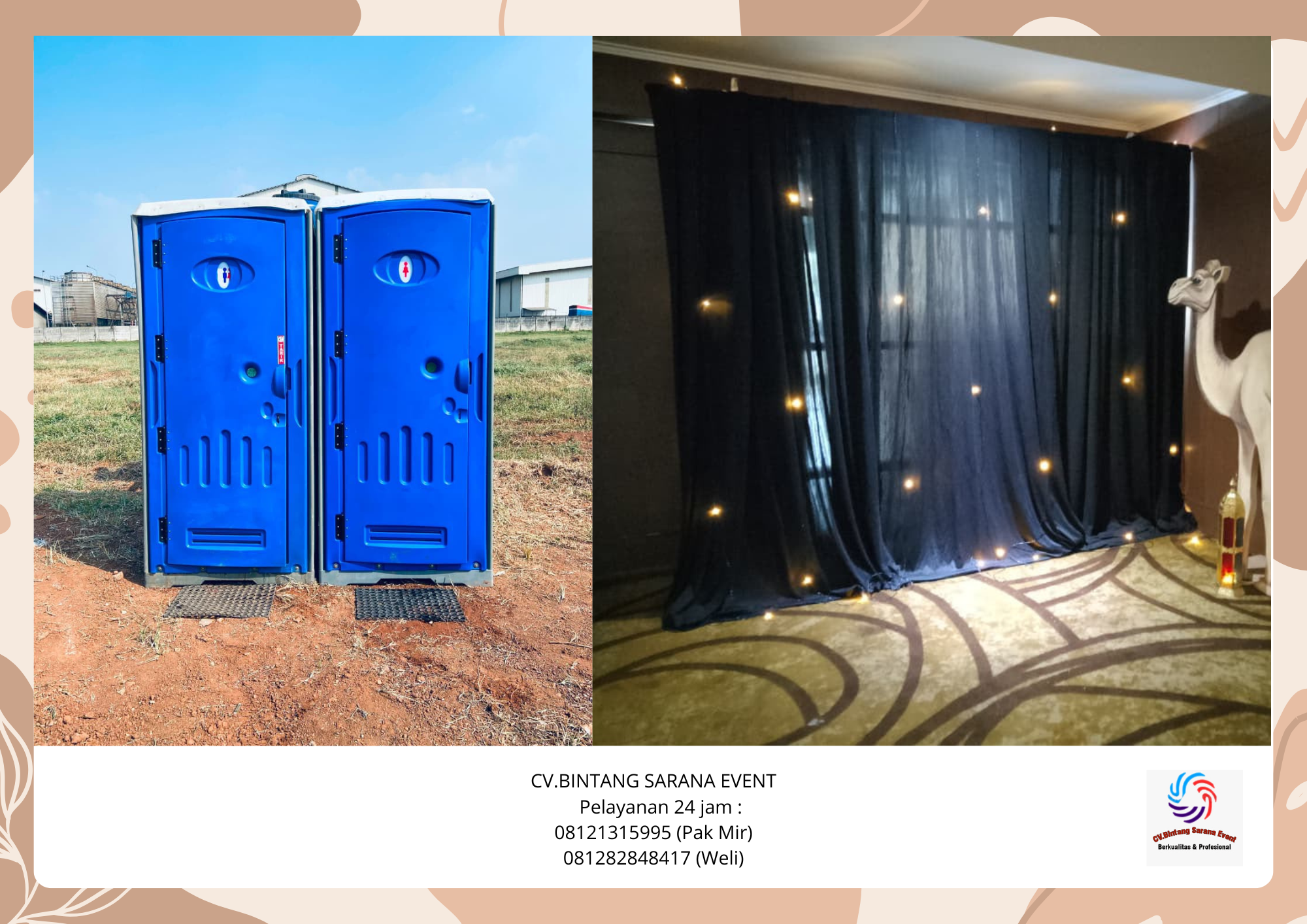 Rental Black curtain star light Dan portable Toilet Area jakarta