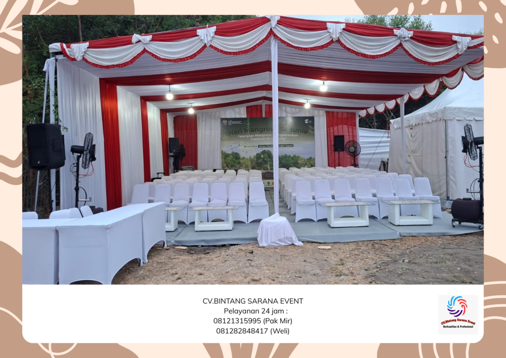 Rental Tenda Dekorasi Putih Merah Dan Toilet Portable Karawang