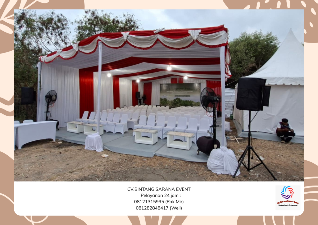 Rental Tenda Dekorasi Putih Merah Dan Toilet Portable Karawang