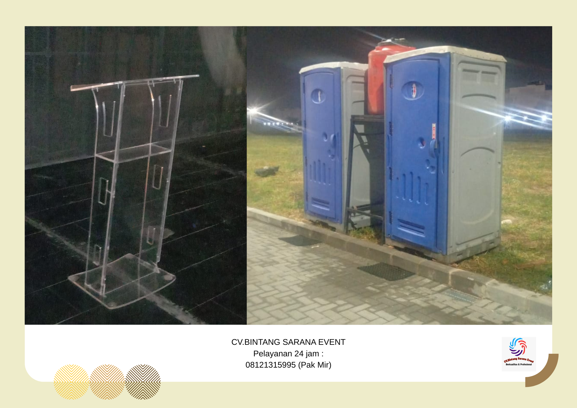 Sewa Podium Acrylic Kotak Dan Toilet Portable Area Jakarta