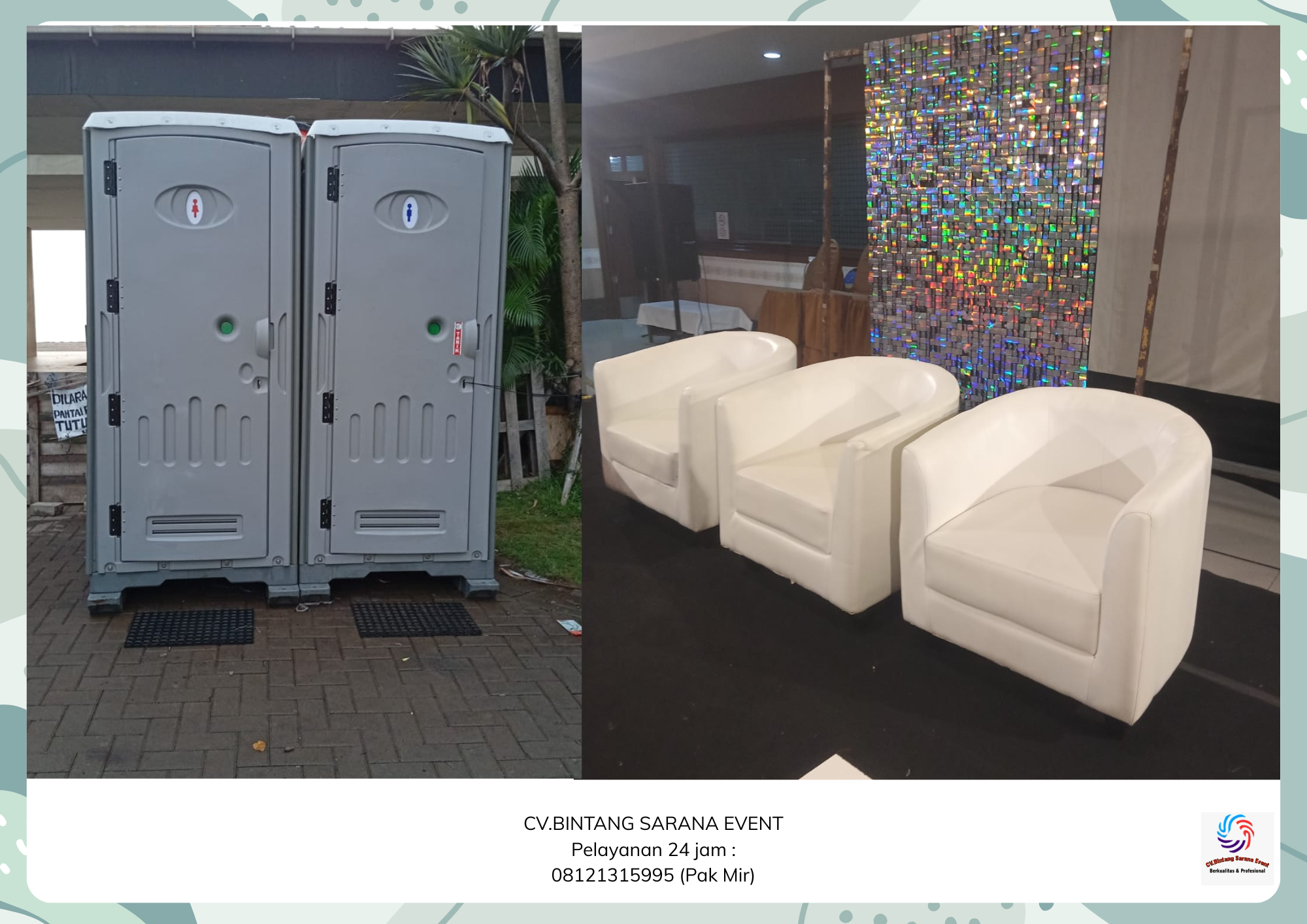 Sewa sofa Putih Type Oval Dan Toilet Portable Tambun Bekasi