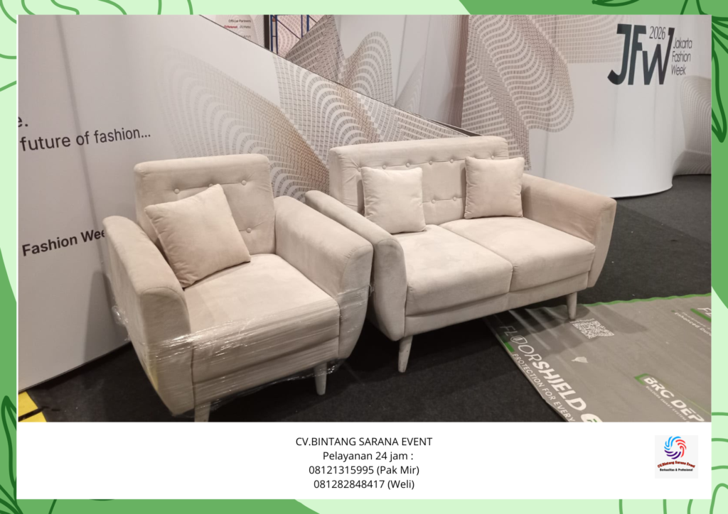 Sewa sofa oval dan sofa retro dan toilet portable area bogor