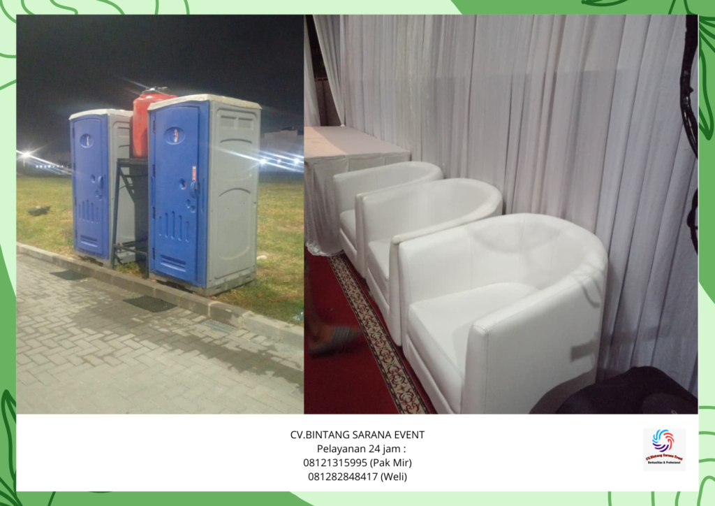 Sewa sofa oval dan sofa retro dan toilet portable area bogor