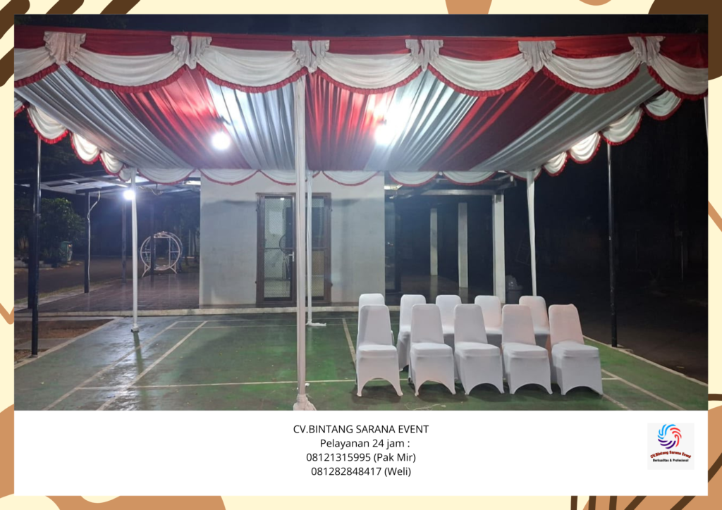 Sewa toilet portable dan tenda dekorasi merah putih area tanggerang