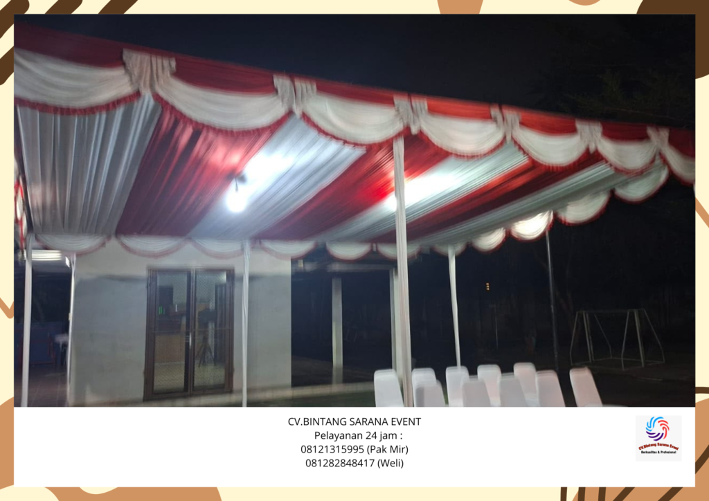 Sewa toilet portable dan tenda dekorasi merah putih area tanggerang