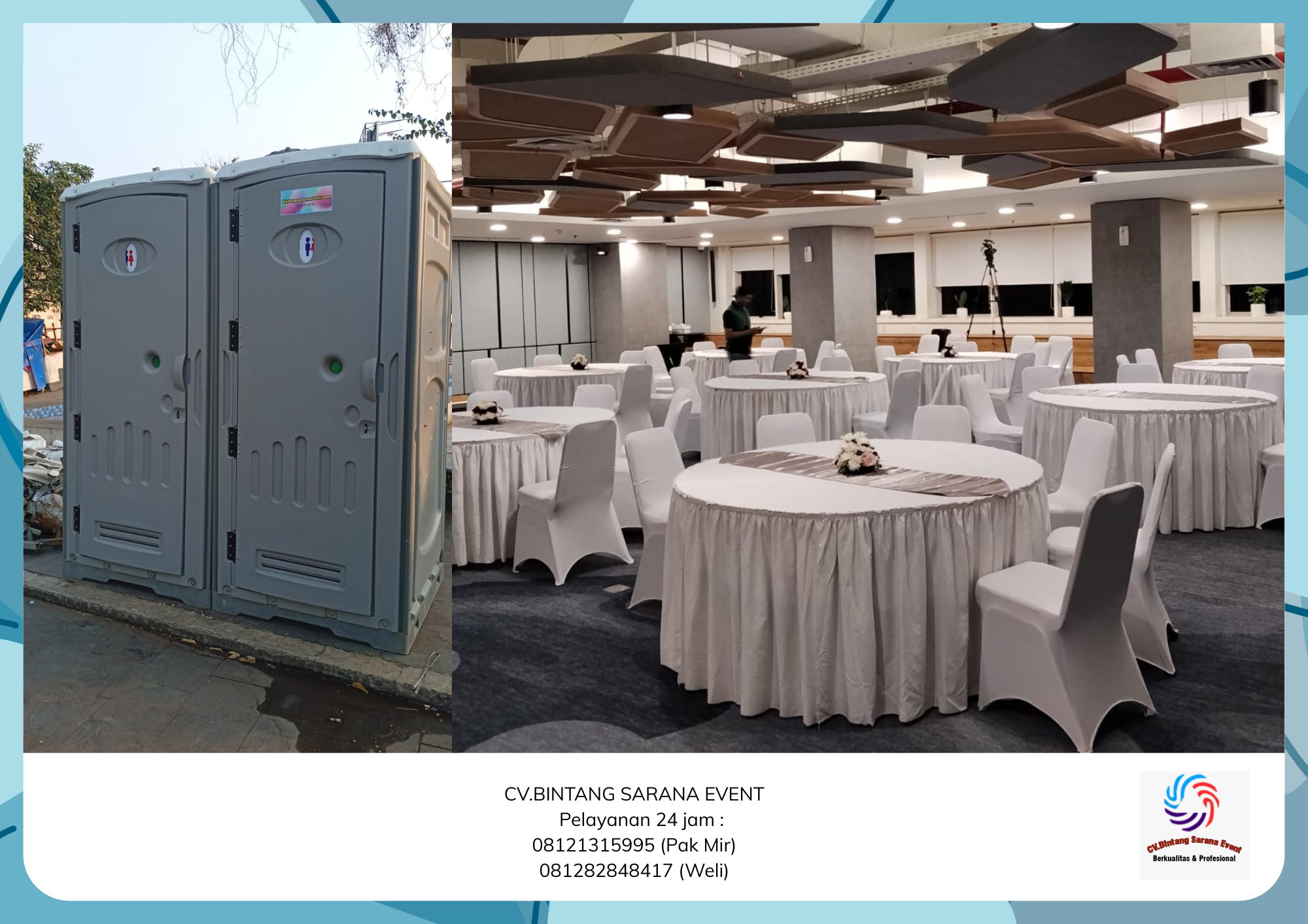 Rental Round Table Toilet Portable Dan Kursi Susun Stainless Bogor