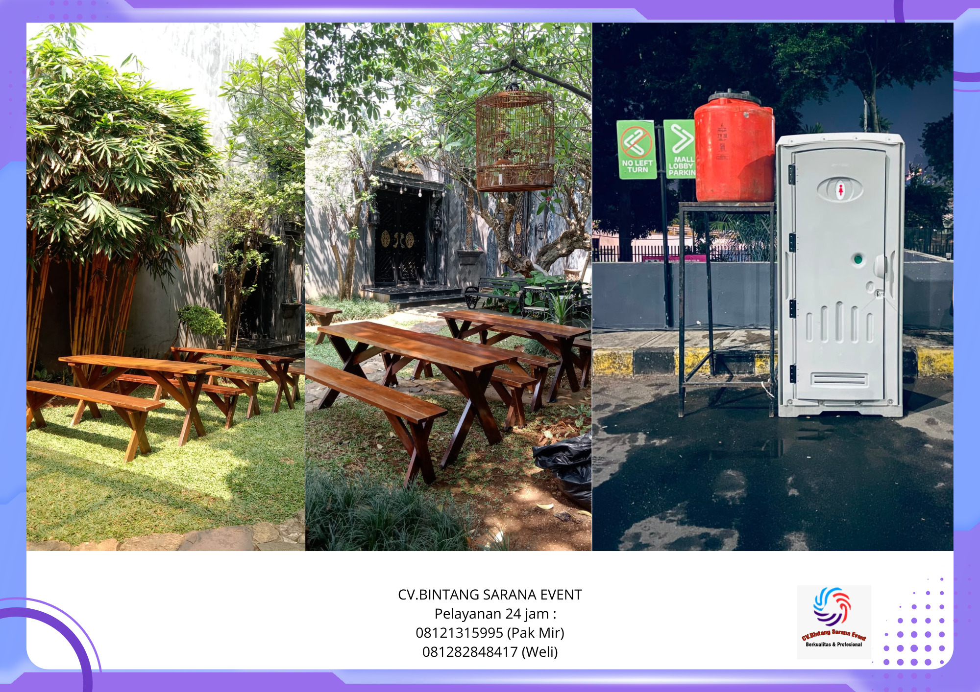 Sewa Bangku taman Meja taman Dan Toilet Portable Bogor