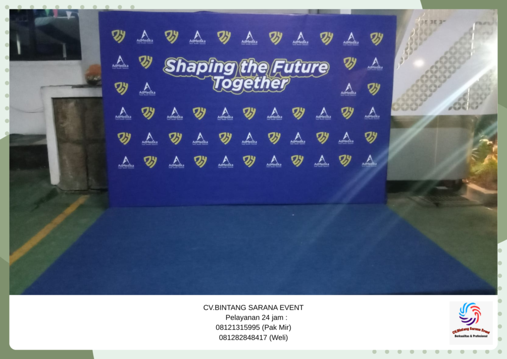 Sewa Panggung Karpet Biru Backdrop Dan Tenda Serut Putih Biru Jakarta