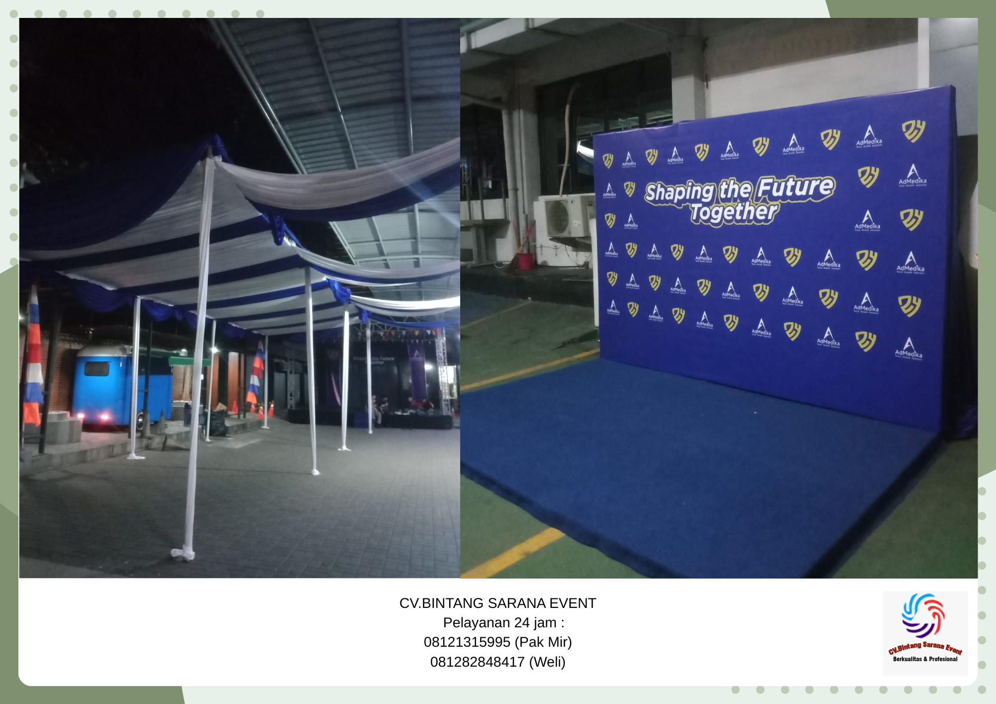 SEWA PANGGUNG KARPET BIRU BACKDROP DAN TENDA SERUT PUTIH BIRU JAKARTA.