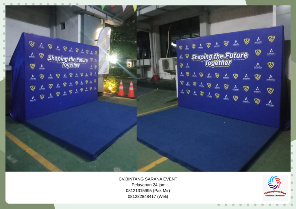 Sewa Panggung Karpet Biru Backdrop Dan Tenda Serut Putih Biru Jakarta