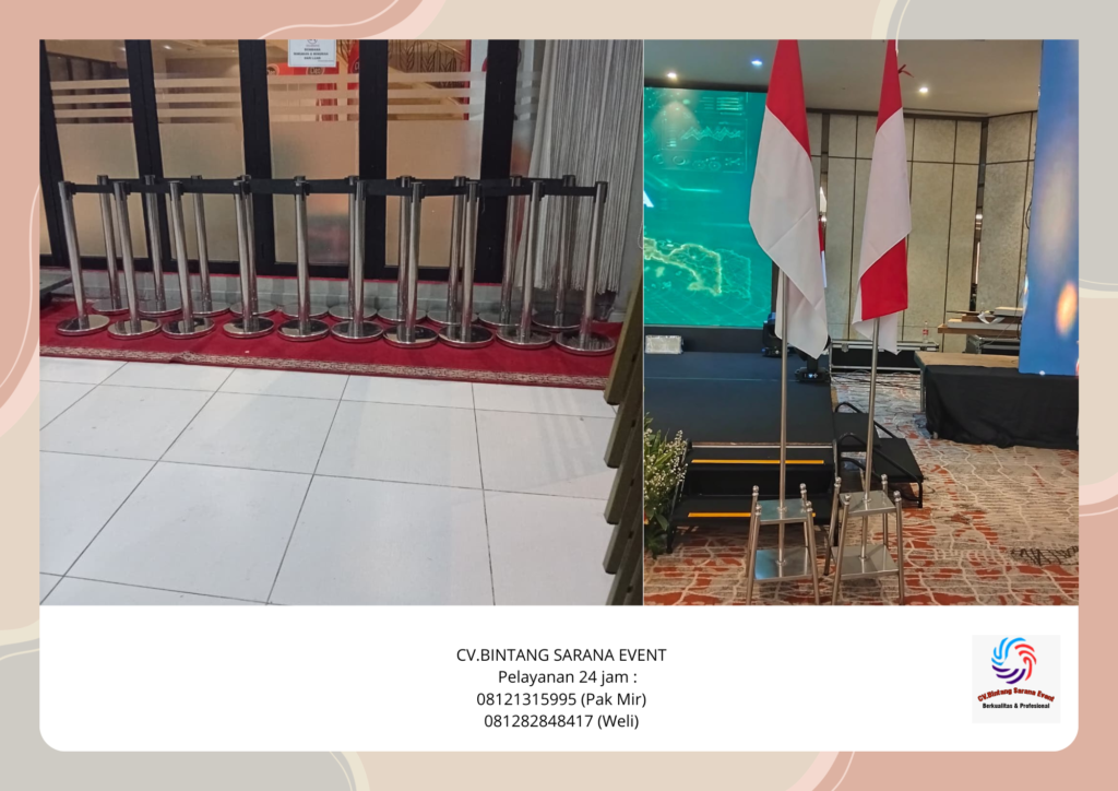 Sewa Tiang Bendera Stainless toilet Portable Dan Tiang Antrian Tangerang Selatan