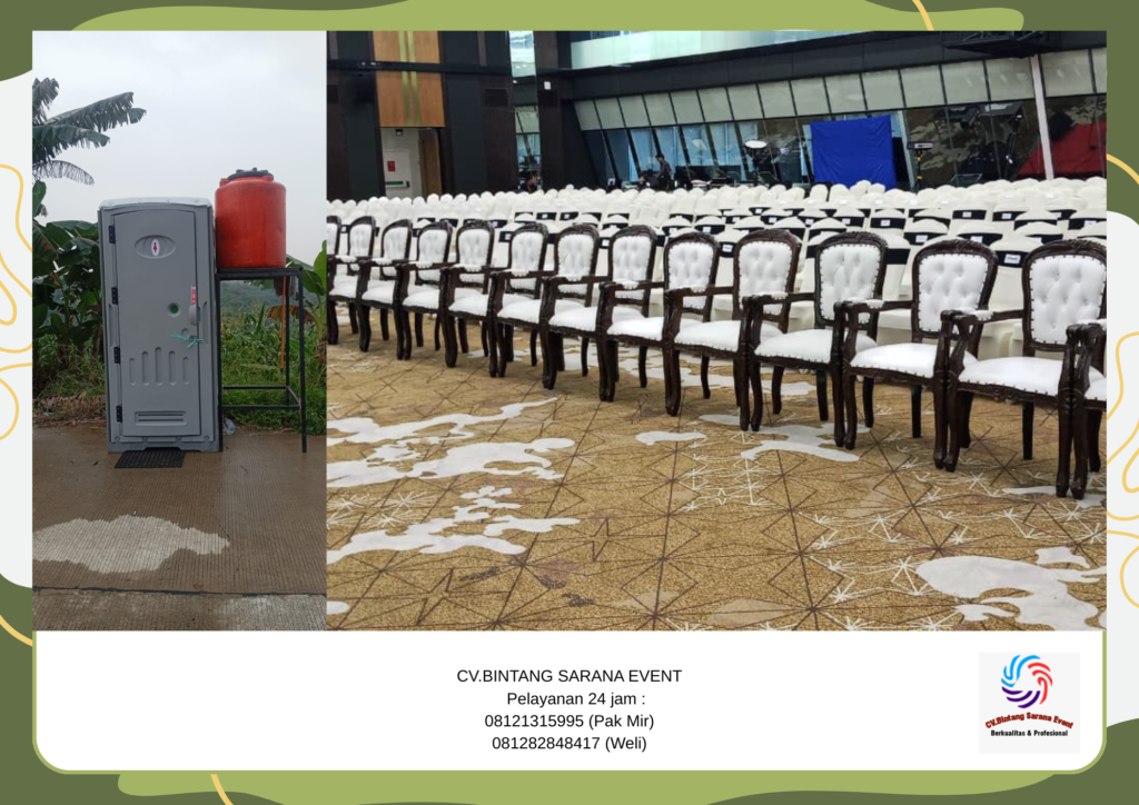Sewa Toilet Portable Dan Arm Chairs atau Kursi VIP Kayu Jakarta