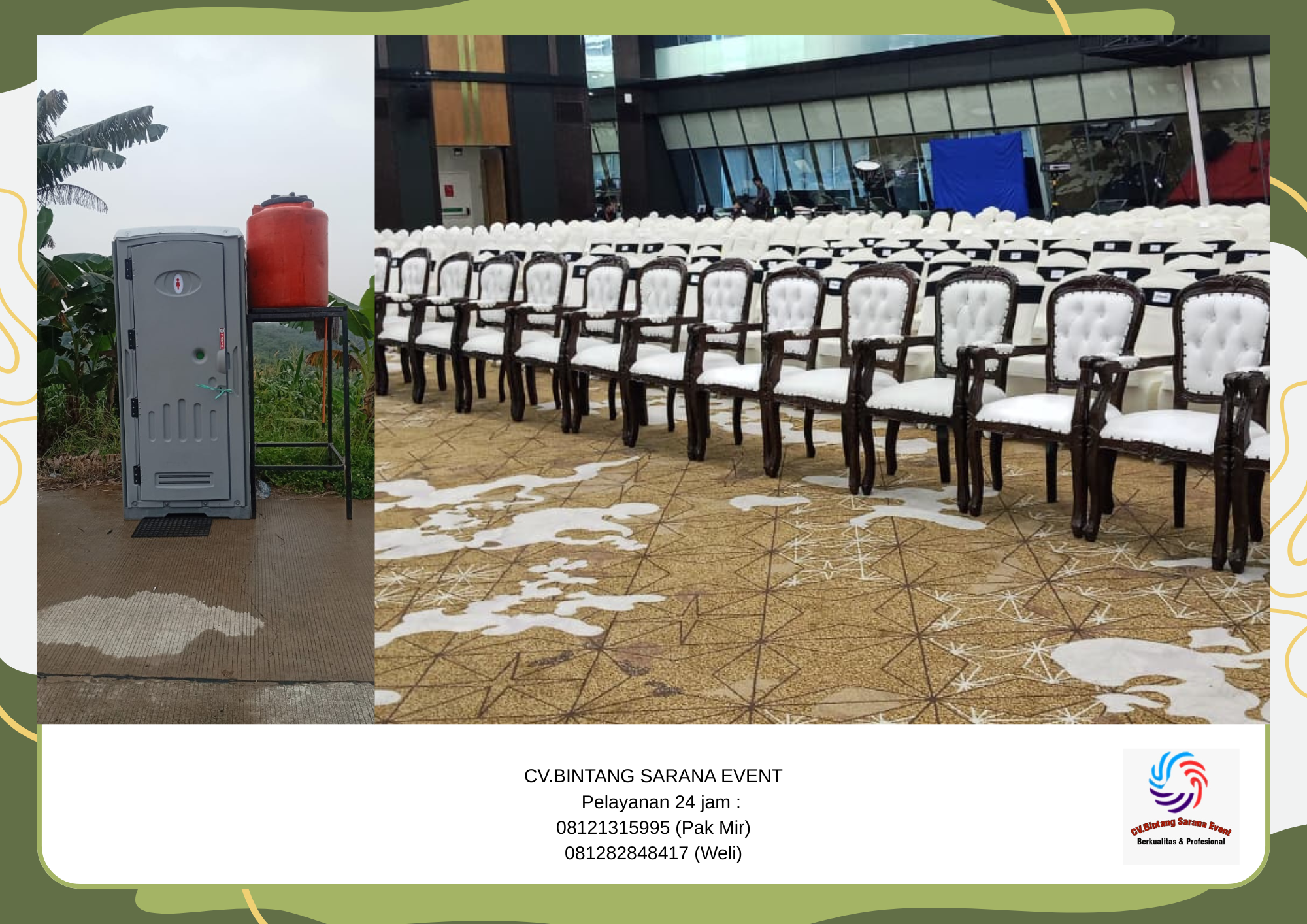 Sewa Toilet Portable Dan Arm Chairs atau Kursi VIP Kayu Jakarta