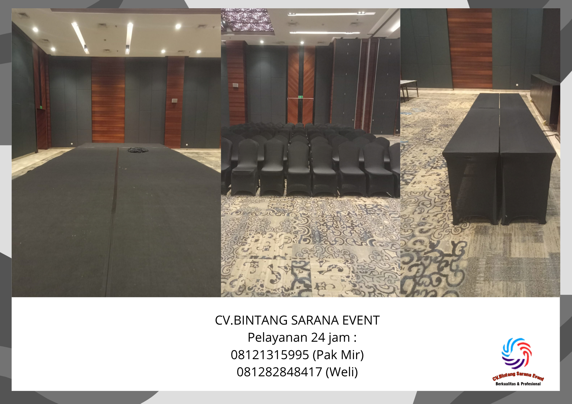 Sewa karpet meja IBM dan cover kursi Jakarta