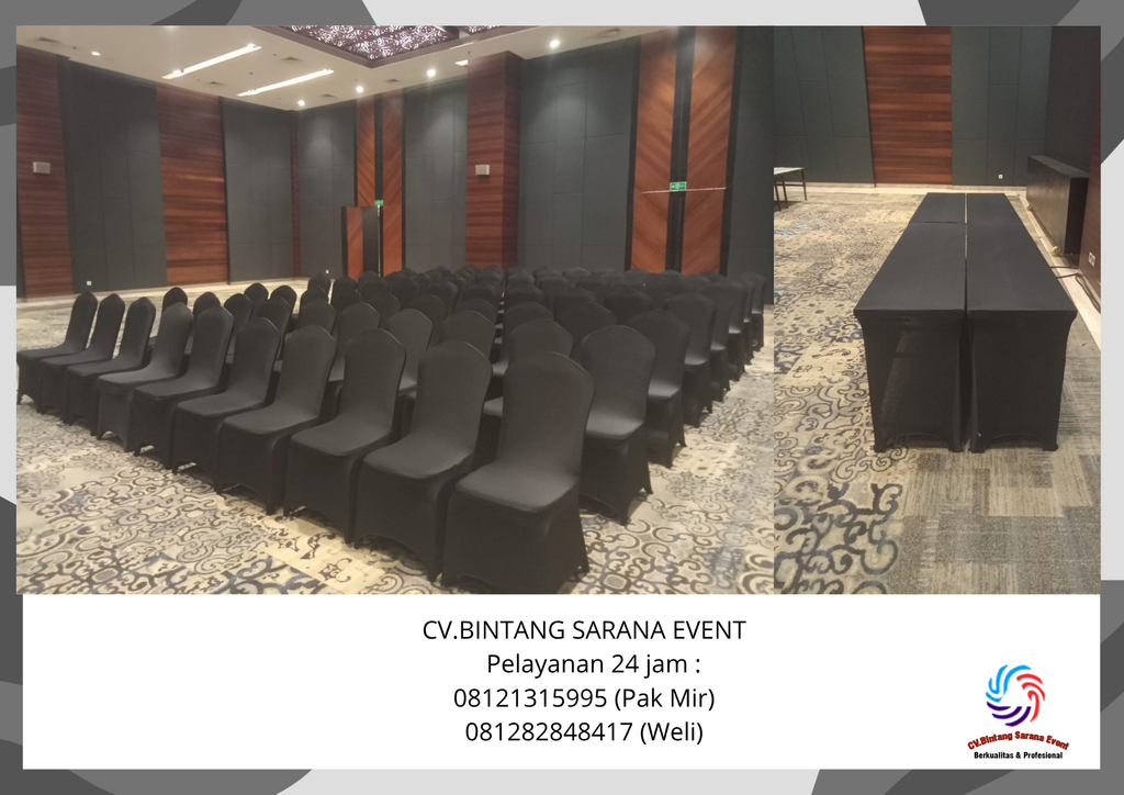 Sewa karpet meja IBM dan cover kursi Jakarta