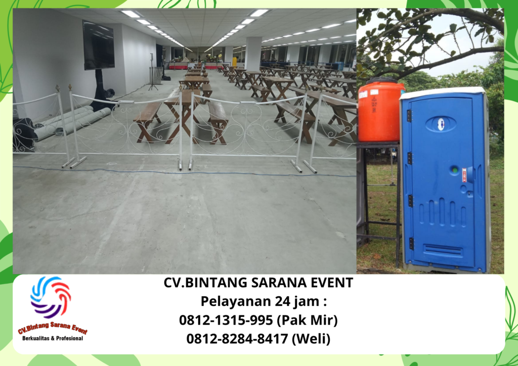Rental toilet Portable dan Tiang Pembatas VIP putih Jakarta 08121315995